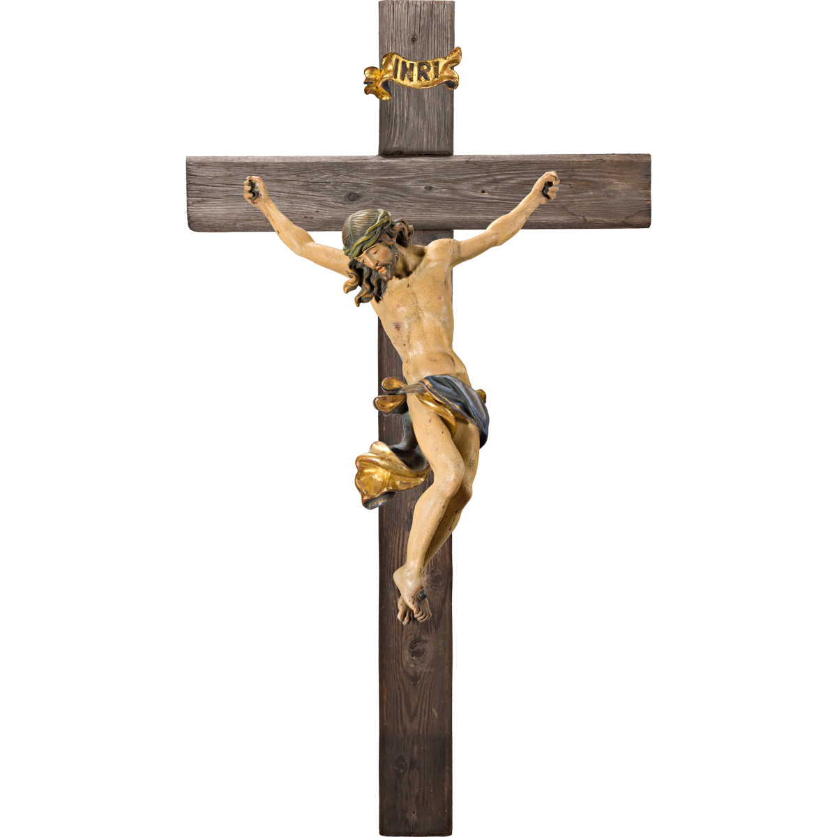 Cristo Barroco en cruz Madera vieja